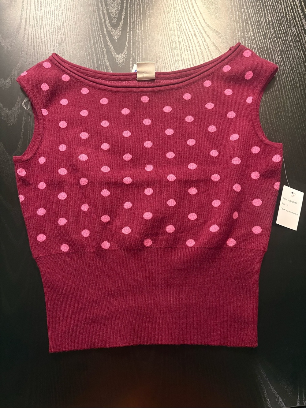 Polka Dot Sleeveless Knit Tank in Raspberry Pink - Women NWT